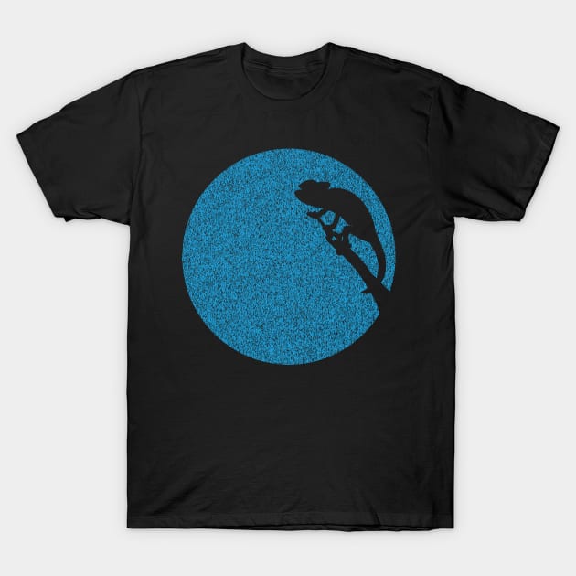 Minimalist Distressed Blue Chameleon Moon T-Shirt by pelagio